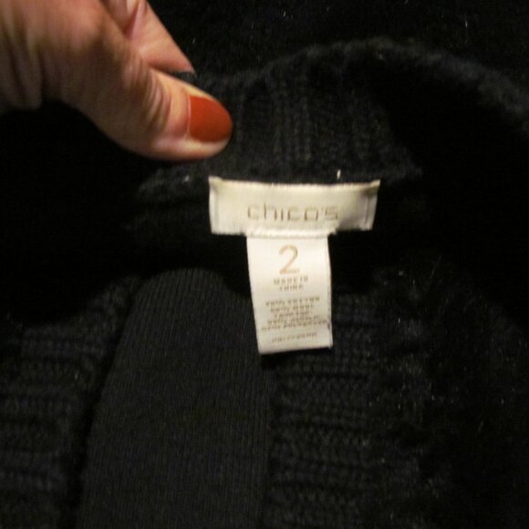 Chicos Vest Womens 2 Large Black Faux Fur Open - Picture 4 of 6